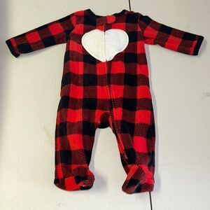 Carters red plaid fleece footed pajamas